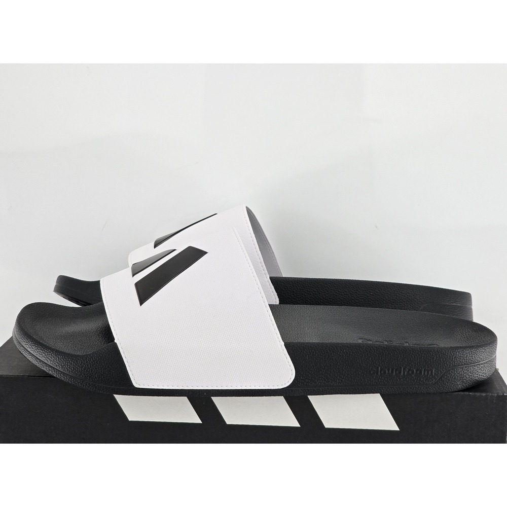 Adidas Adilette Shower Mens Size 18 White Black Slides JR0672 - New - Picture 4 of 14